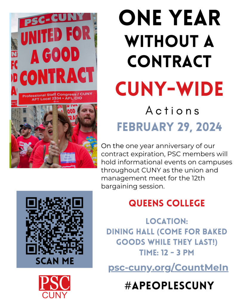 February 29 Informational Picket on QC Campus